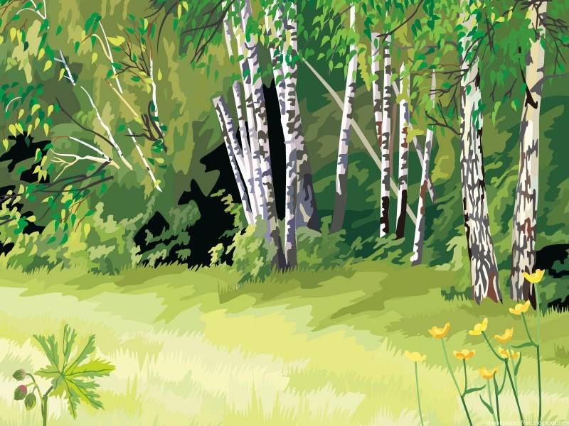 高清乡村绿树水彩壁纸