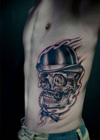 霸气腰部个性骷髅纹身图案大全