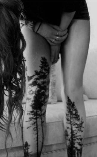 欧美性感美女个性腿部彩色纹身