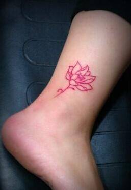 脚踝莲花艺术纹身简易图案欣赏