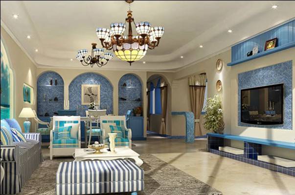 地中海客厅混搭风格精致浪漫装修实例效果图