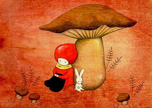 简约少女可爱插画图片素材