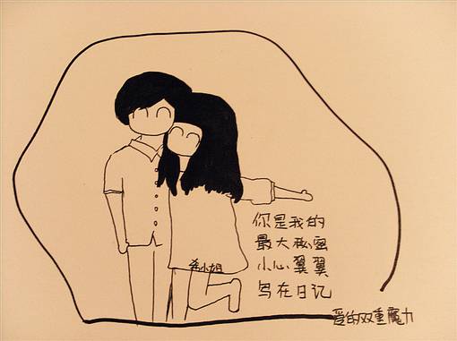 少女超萌正能量漫画素描图片壁纸