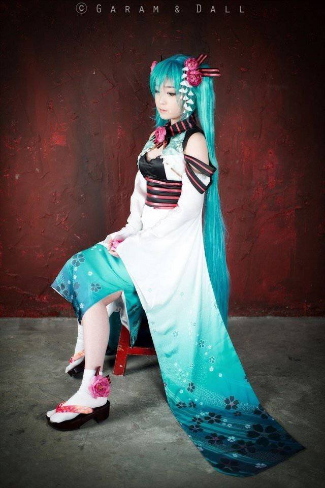 螺旋猫可爱cos初音清新和服写真