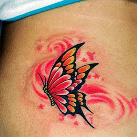 红色蝴蝶纹身图案大全欣赏