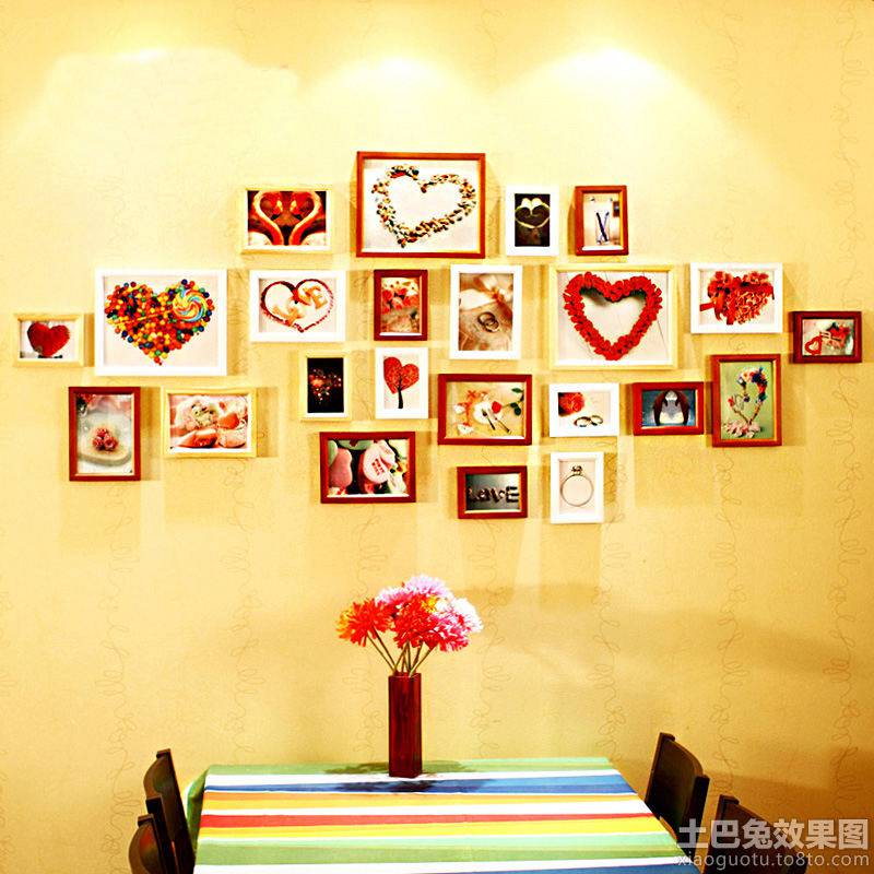 家庭餐厅唯美相片墙设计图片