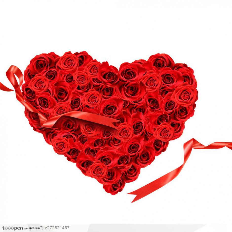 大红心形玫瑰花瓣高清图片素材