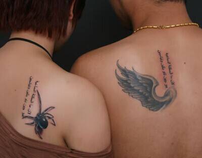 情侣肩部刺青纹身图腾图片