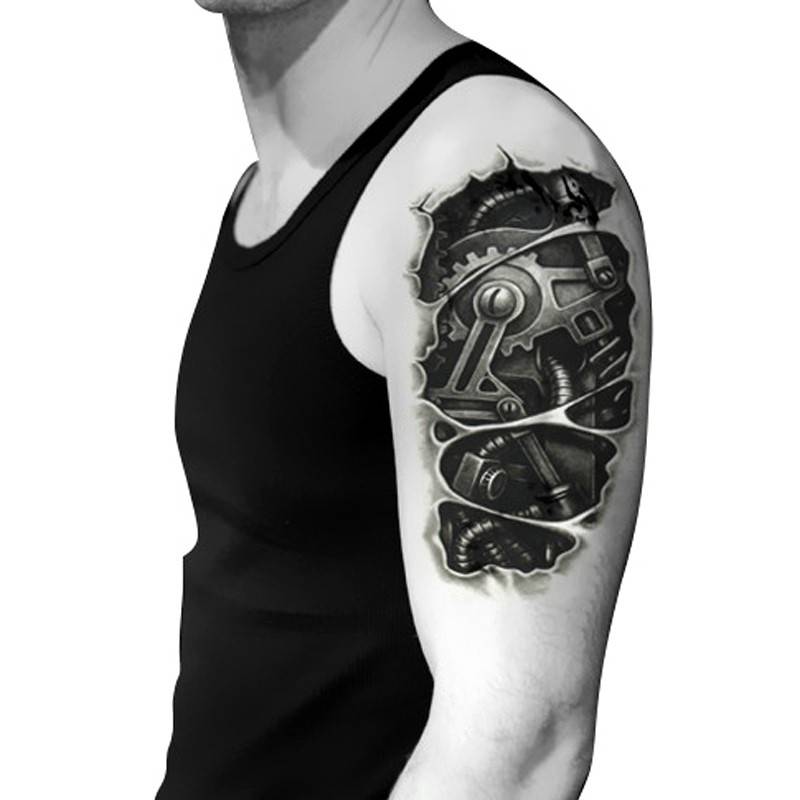 手臂个性3d器械纹身图案超级酷炫