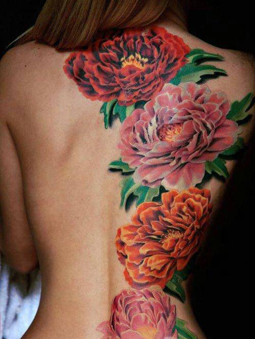 满背的创意唯美花卉纹身图片