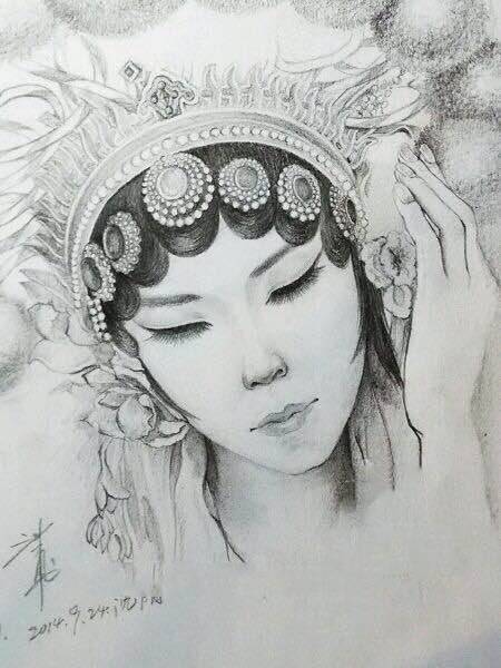 花旦纹身图案素描手稿精选