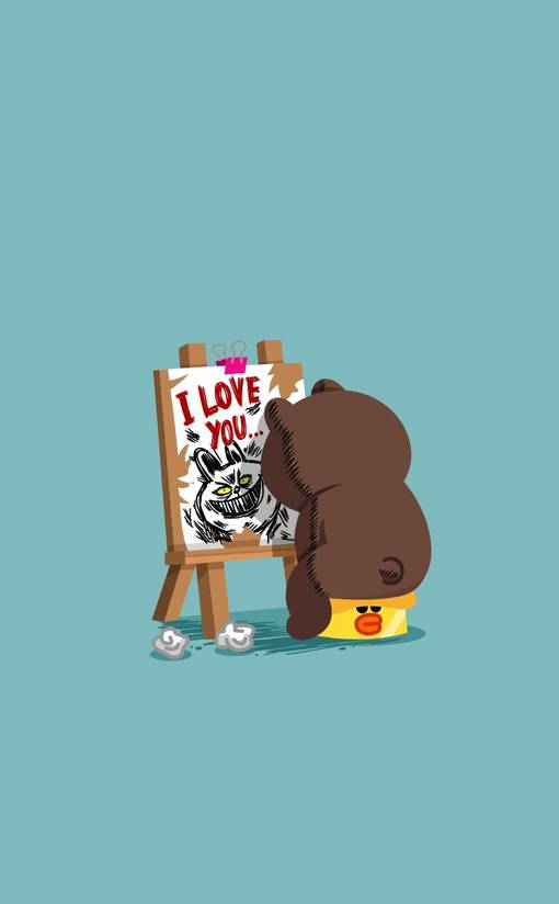 可爱卡通背景布朗熊手机壁纸