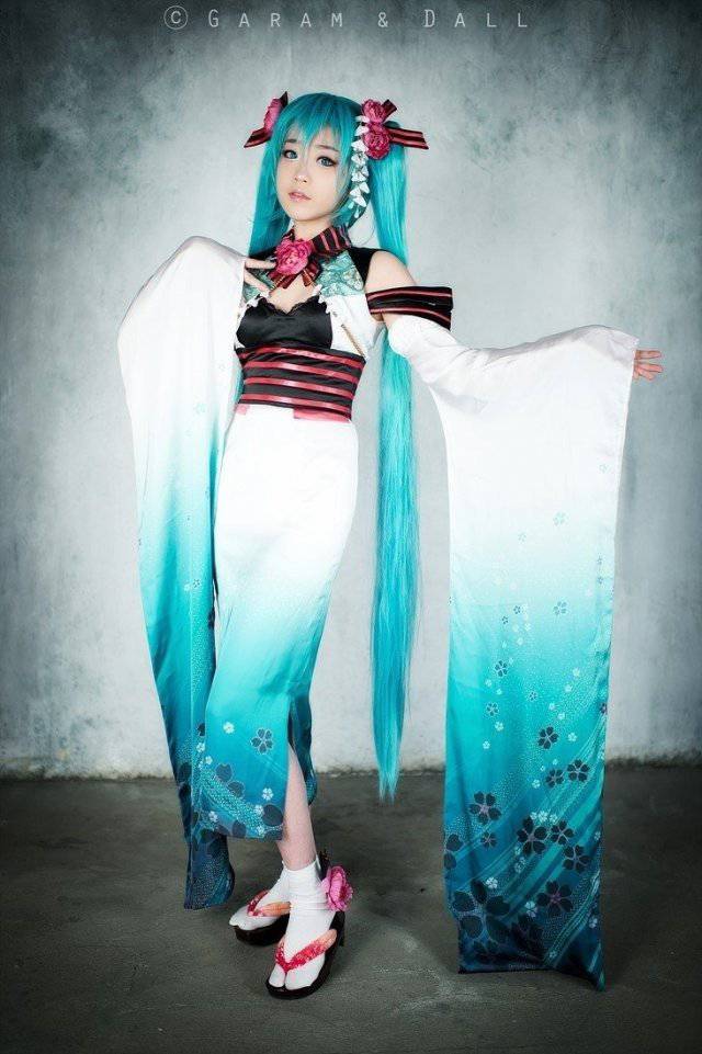 螺旋猫可爱cos初音清新和服写真