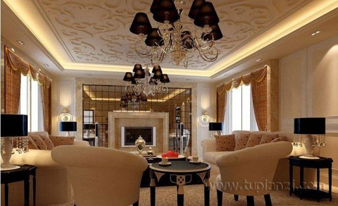 大户型欧式客厅装修设计精美奢华