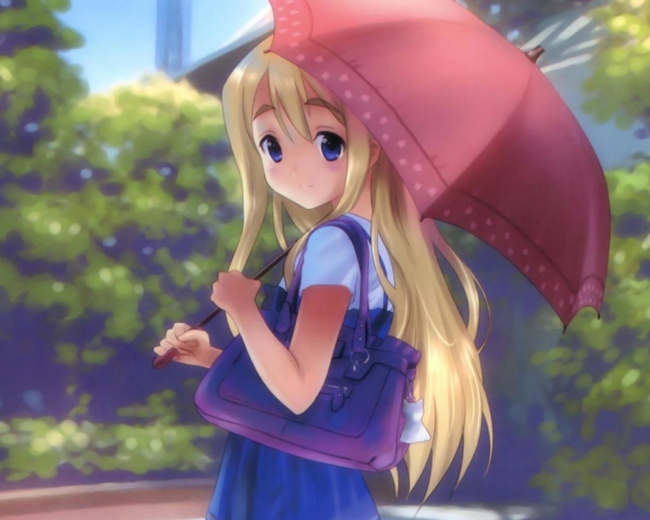 动漫图片清纯唯美撑雨伞的美女