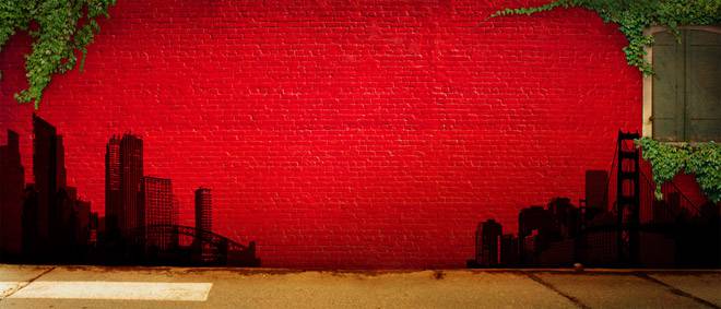 红色舞台砖墙背景高清图片