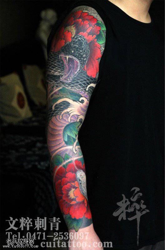 时尚手臂彩绘蛇纹身图案尽显时尚