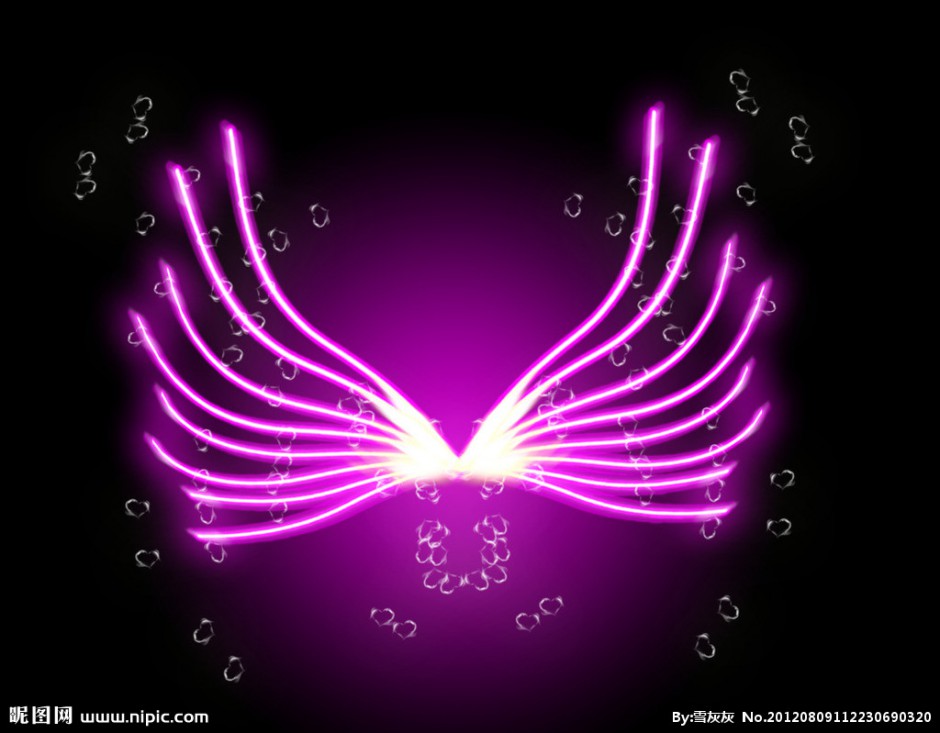 翅膀紫色荧光背景图片赏析