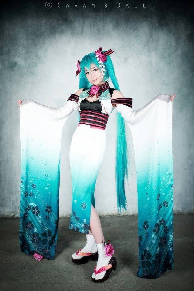 螺旋猫可爱cos初音清新和服写真