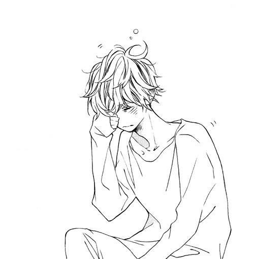 小男生伤感意境图片卡通