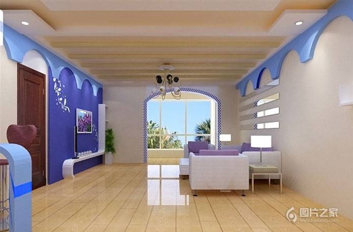 清新唯美的地中海风格客厅装修效果图
