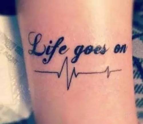 心电图手臂刺青纹身简单全清新