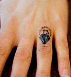 女生手指钻石纹身图案精致唯美