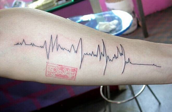 手臂心电图个性纹身欣赏