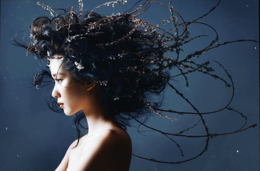 古典美女刘诗诗化身时尚清丽花朵