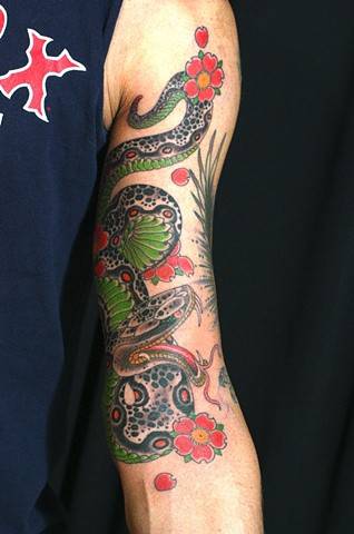 男生花臂传统彩绘纹身图案精选