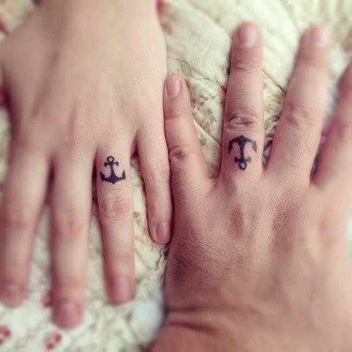 情侣手指戒指纹身图案大全可爱甜蜜