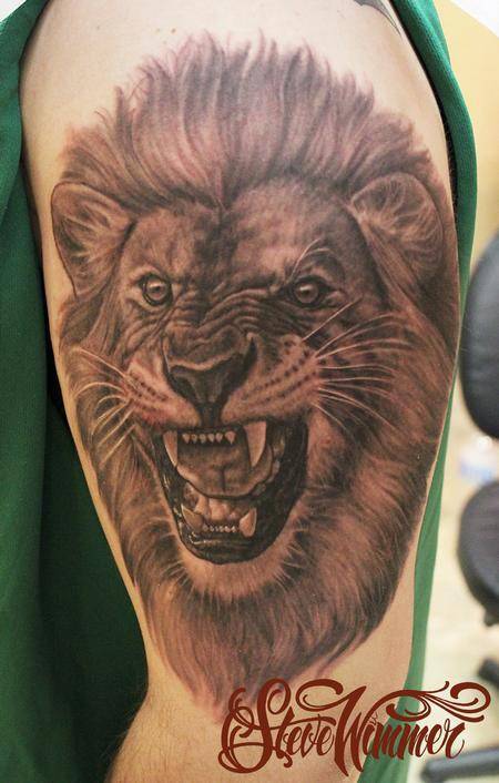 手臂狮子纹身图案霸气侧漏