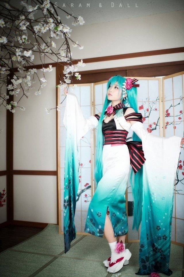 螺旋猫可爱cos初音清新和服写真