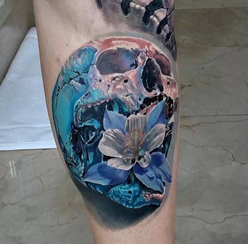 骷髅手臂彩绘纹身图片诡谲个性