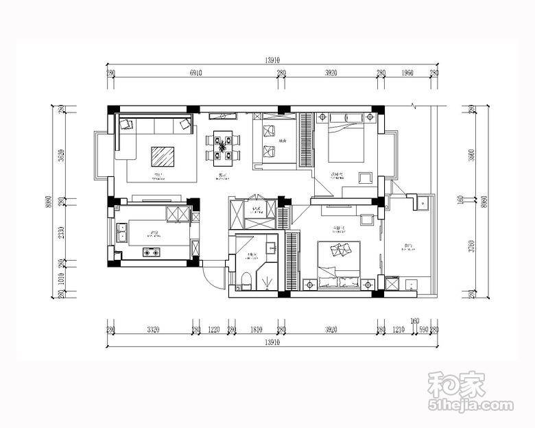 后现代简约风格卧室装修效果图