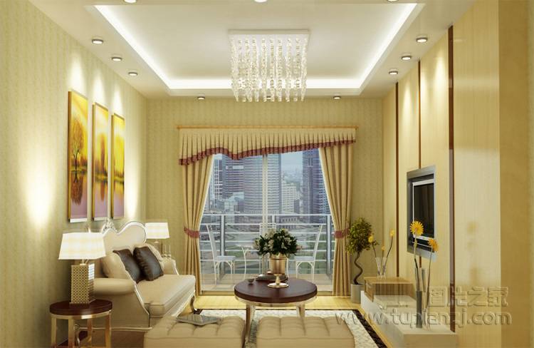 时尚温馨的客厅阳台装修效果图