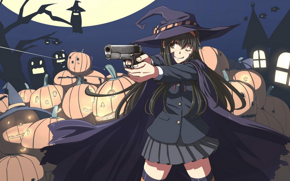 简易万圣节主题性感动漫美少女图片