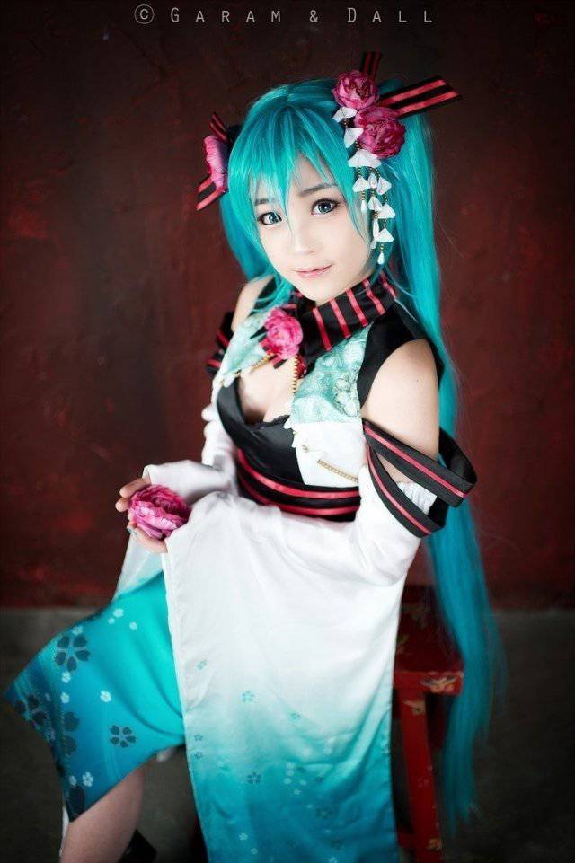 螺旋猫可爱cos初音清新和服写真