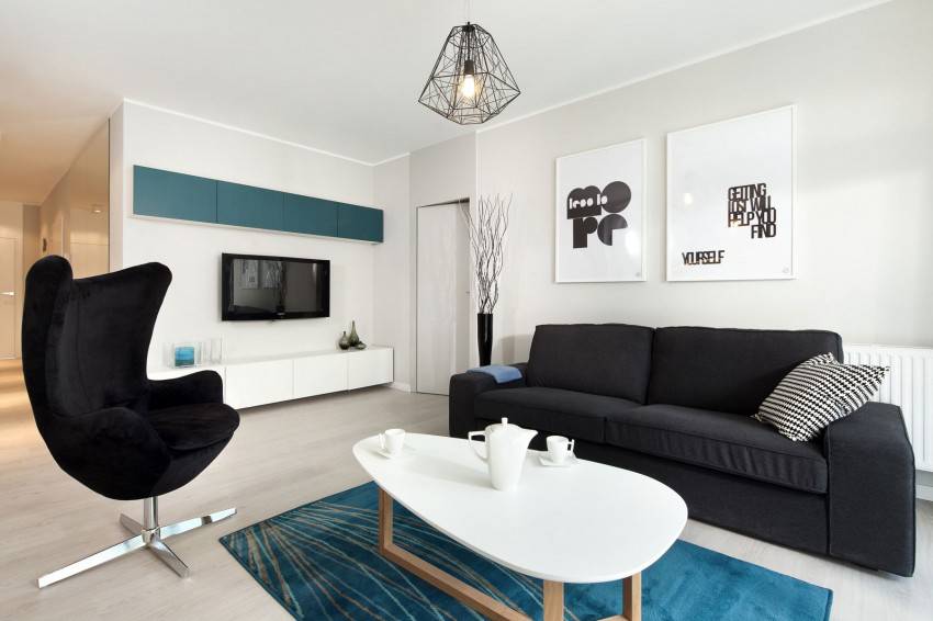 简约淡雅蓝白色调84平米小清新风格公寓设计效果图