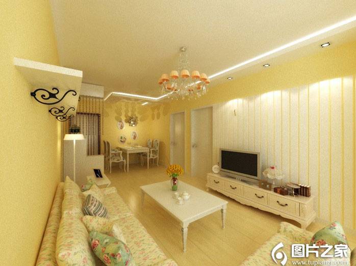 韩式田园客厅装修效果图舒适甜美