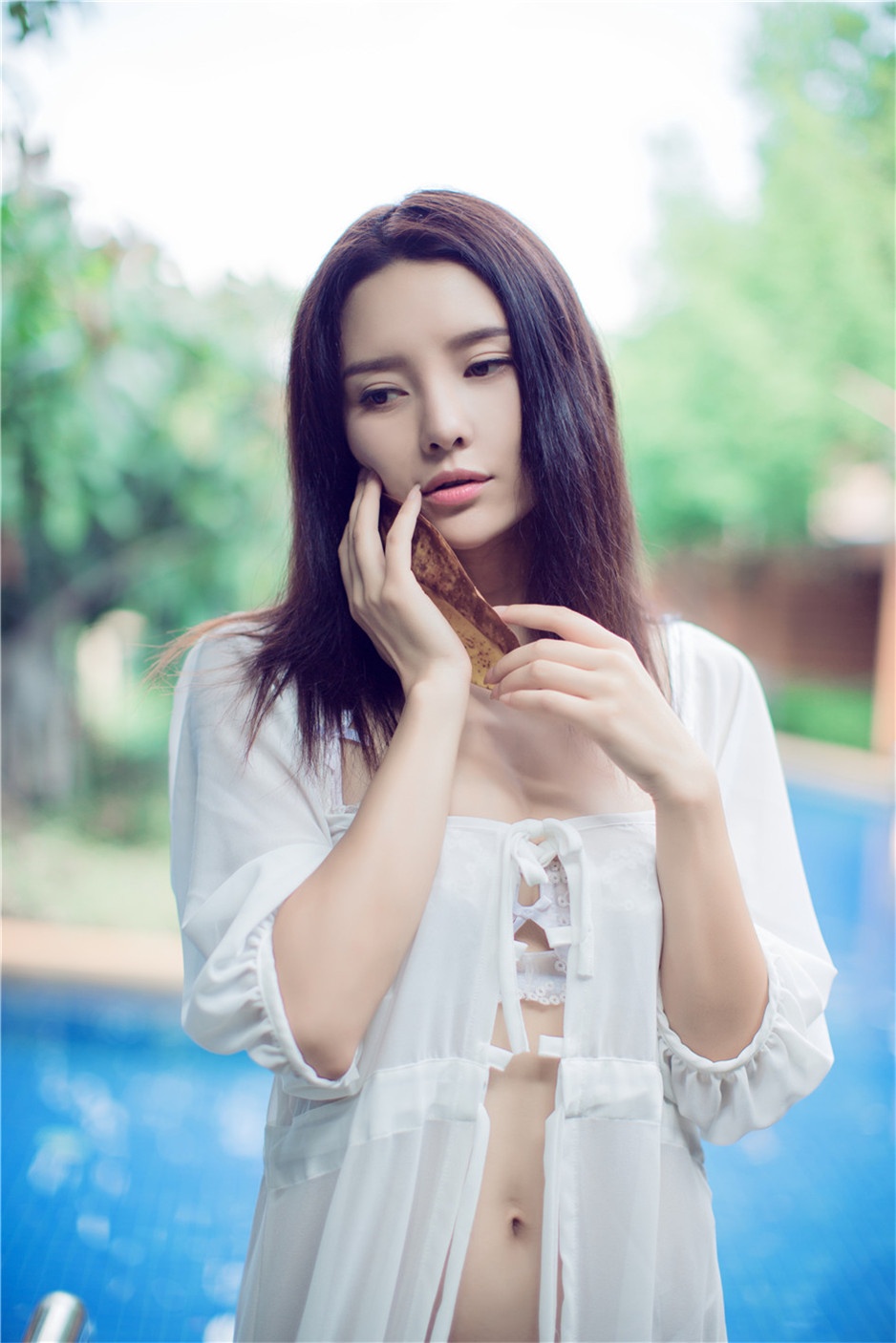 美胸女神樱桃透明蕾丝内衣性感大片