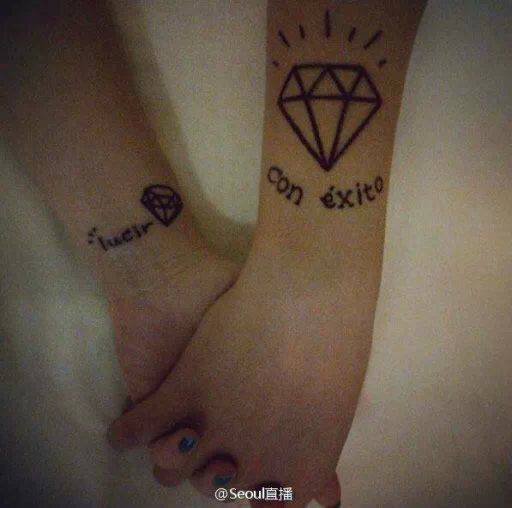 意境情侣纹身手腕潮图片