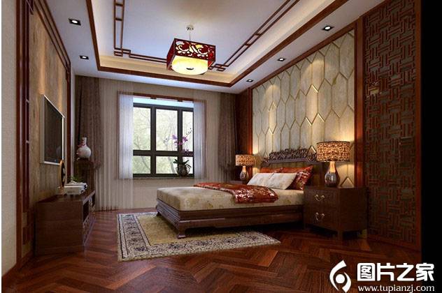 中式现代别墅卧室装修效果图大全