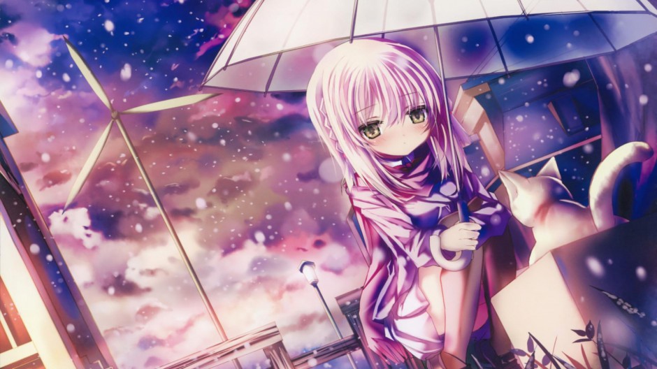 撑雨伞的动漫美女图片