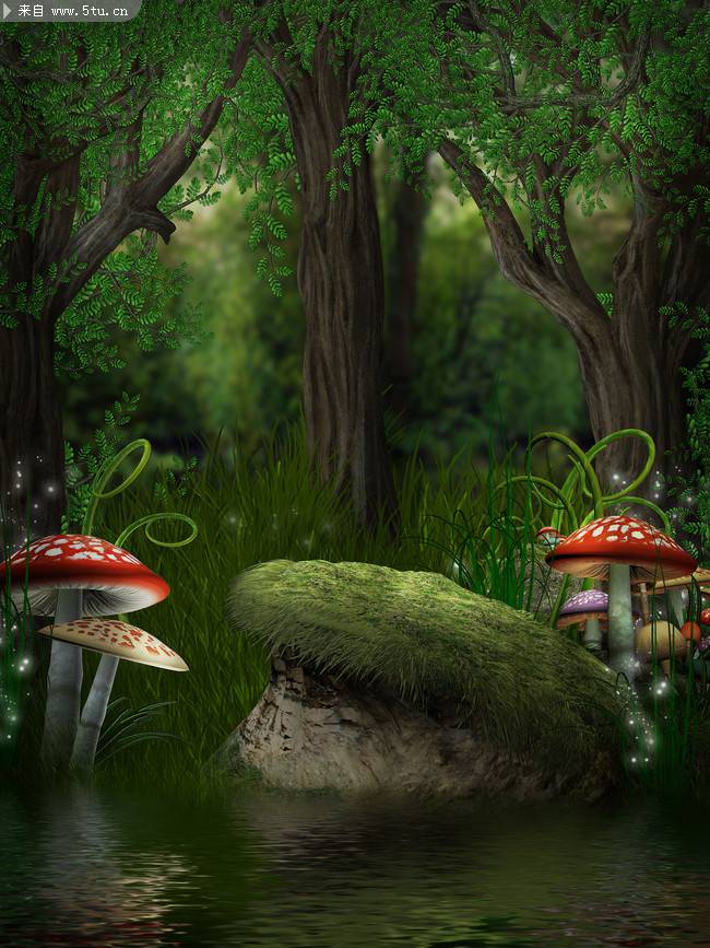 可爱的蘑菇桌面背景图片