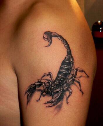 逼真立体的蝎子图腾手臂纹身图案