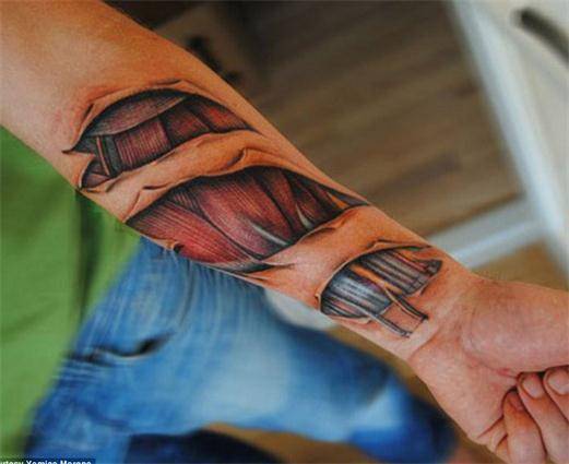 手臂3d纹身图案逼真炫酷