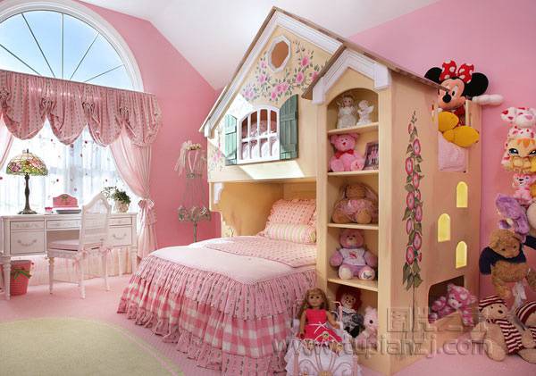 可爱粉嫩色调儿童房效果图欣赏