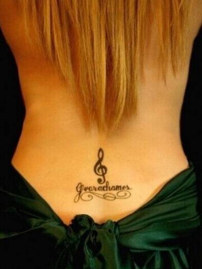 音乐符号腰部纹身图案大全