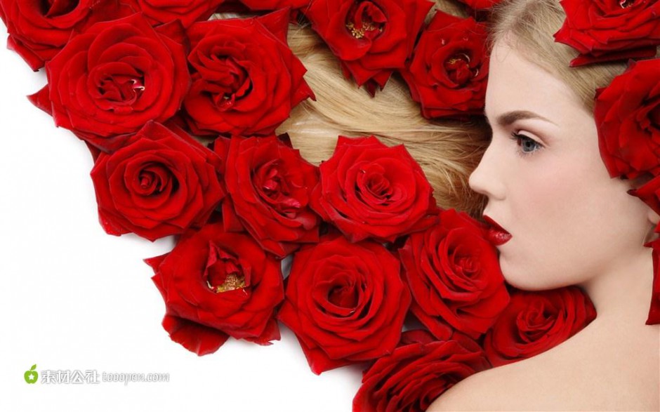 美人与玫瑰精致浪漫美图
